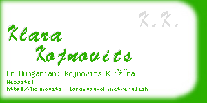 klara kojnovits business card